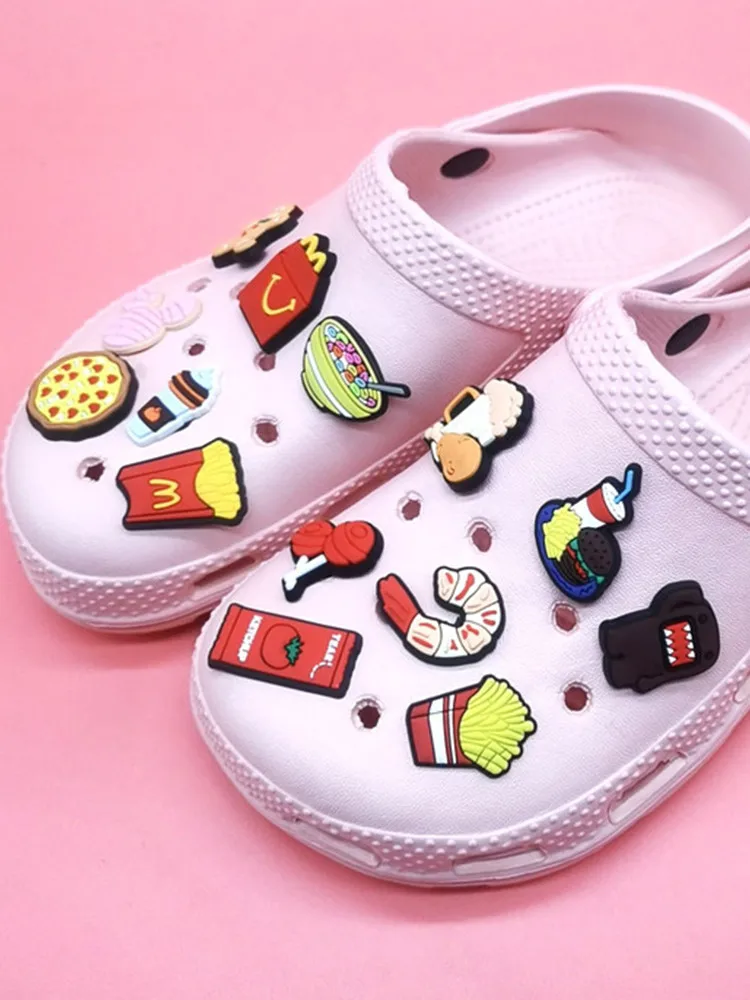 Kawaii Food Fries PVC Pins Croc Charms Designer Clog Shoe