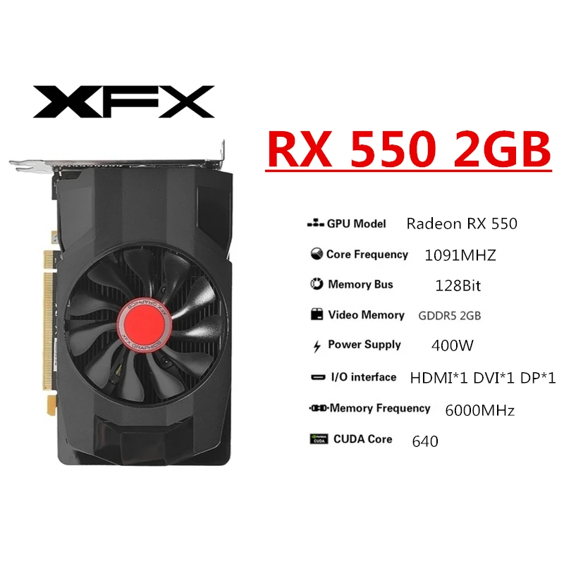 XFX RX 580 570 560 550 8GB 4GB Graphics Cards R7 R9 370 380 8G 2GB AMD GPU Radeon RX580 1660 Video Card Desktop PC Game Mining external graphics card for pc Graphics Cards