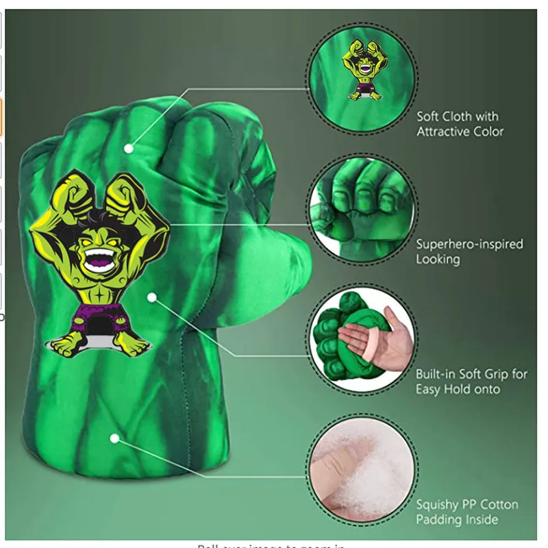 2PC Kids Avengers Hulk Gloves/Spiderman Gloves Cosplay Props Boy Girl Halloween Superhero Game Gloves Fantasy Party Gift