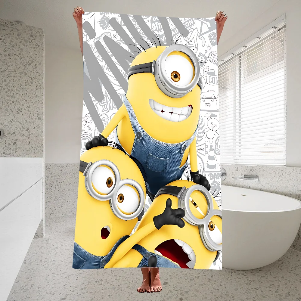 Cute M-minions Towel Quick Drying Pure Cotton Polyester Thick Bath For Children Adults Sports Travel Swimming And Surfing Towels 6