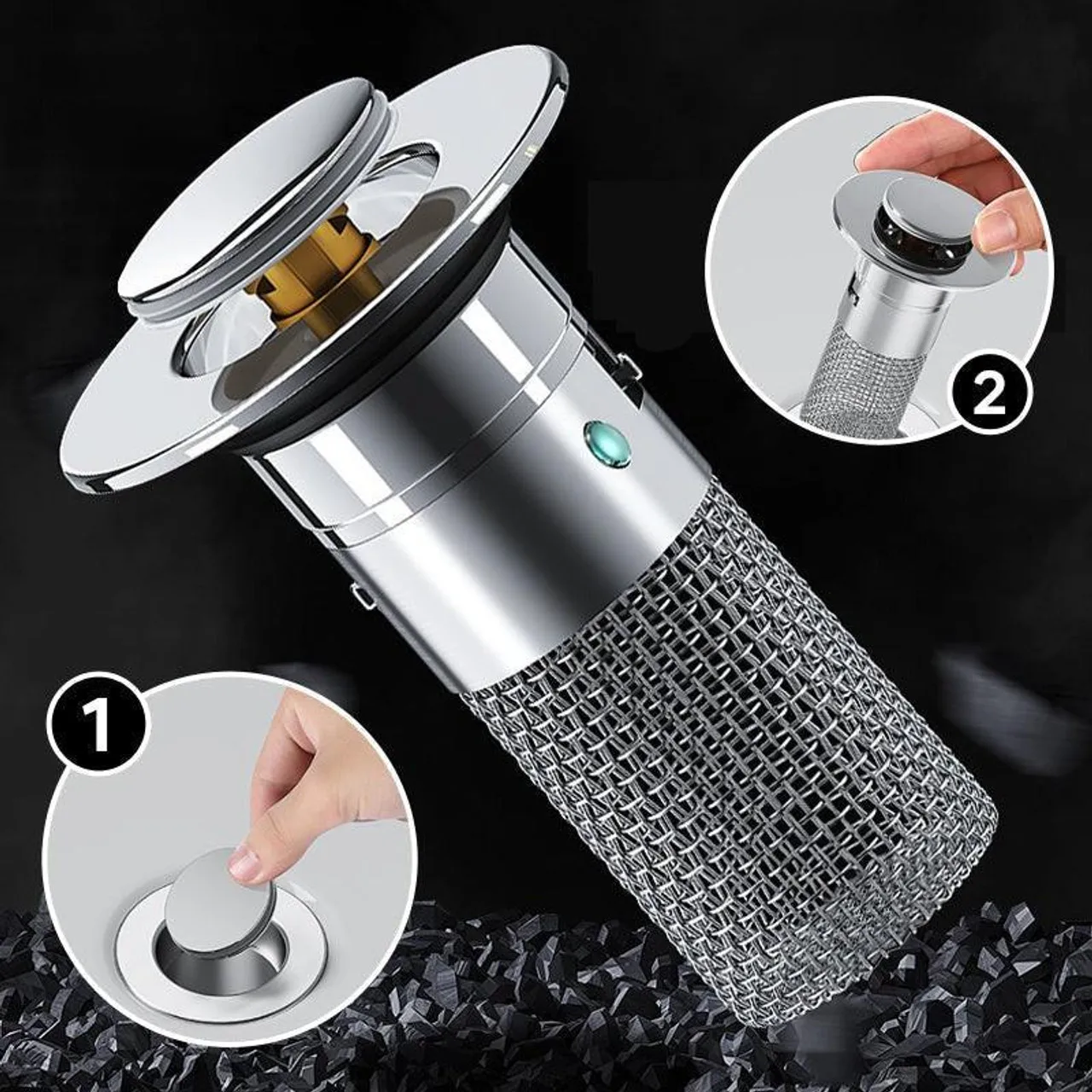 Customizable 1PCS Washbasin Leak Plug, Stainless Steel Odor Proof Bouncing Core, Press Type Sink Drain, Universal Accessory