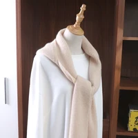 100%Wool Knitted Scarf Shawl For Women Winter Soft Warm Fashion Hooded Fake Collar Solid Multifunctional Neck Warmer Scarves - Image 2