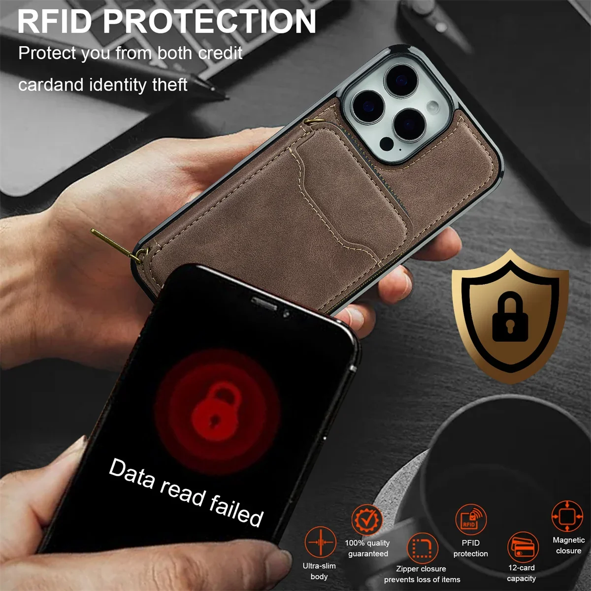 Premium 2-in-1 Magsafe Magnetic Leather Phone Case with Wallet Card Holder
