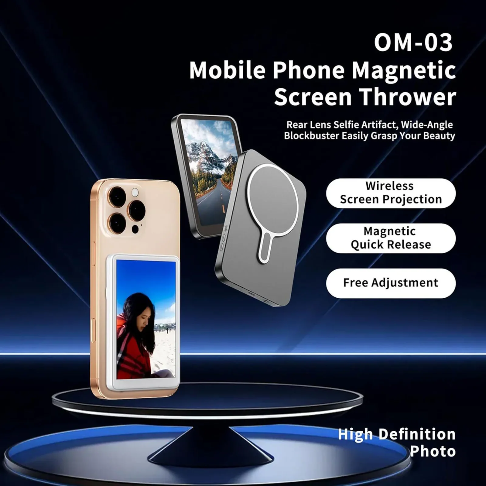 Wireless Magnetic Mount Vlog Selfie Monitor Screen Phone Rear Camera Selfie WiFi Bluetooth Connection for Selfie Live Vlog