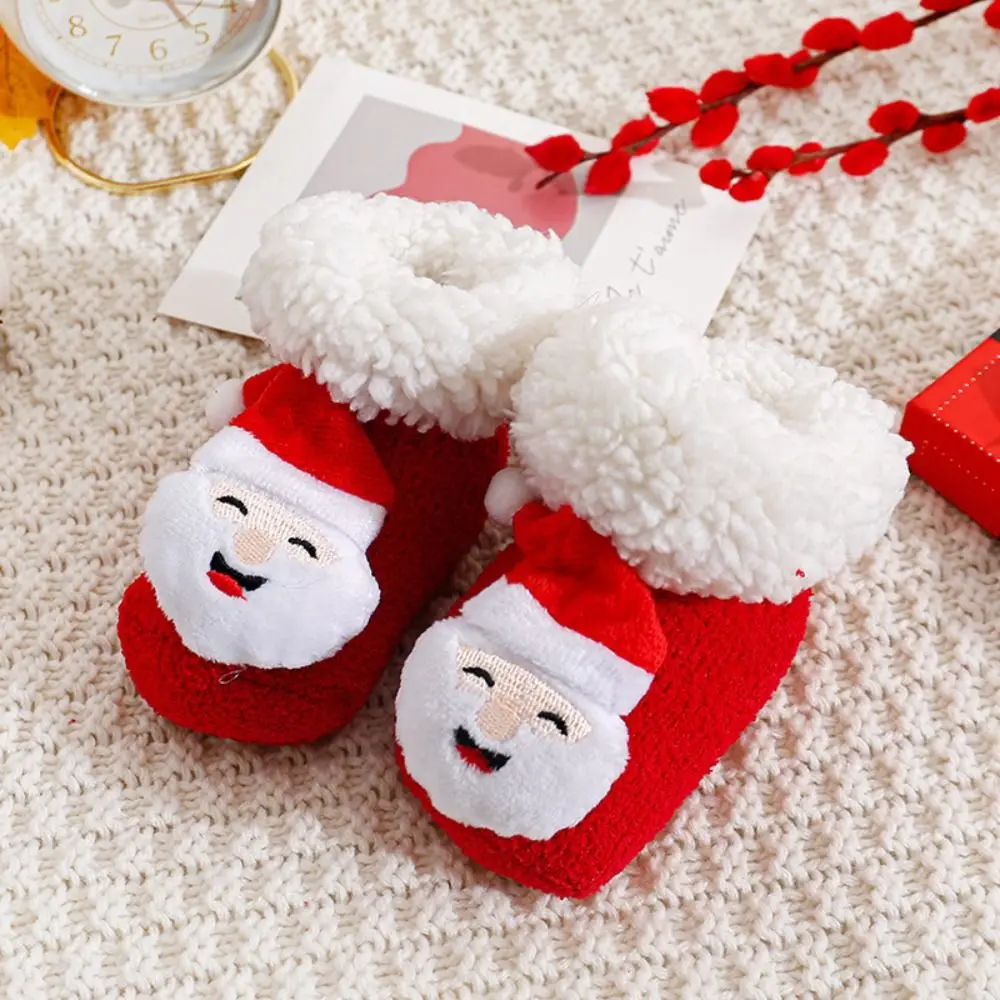 Description Picture 3 of itemCute Lamb wool Christmas Baby Socks Anti Slip Thicken Newborn Floor Sock Middle Tube Santa Claus New Year Toddler Socks Kids