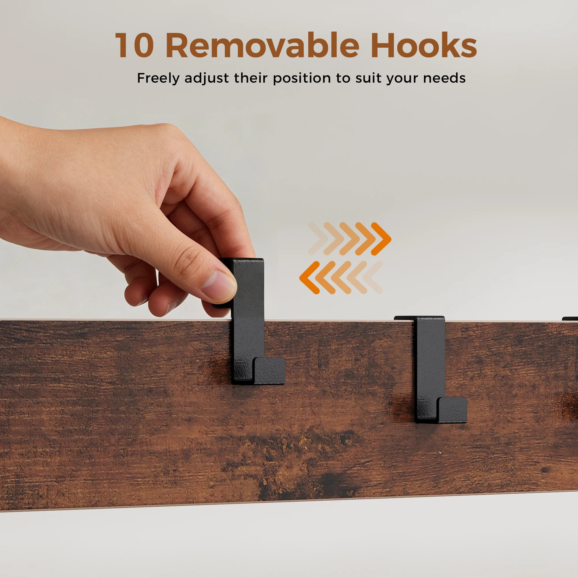 adjustable hooks entryway rack