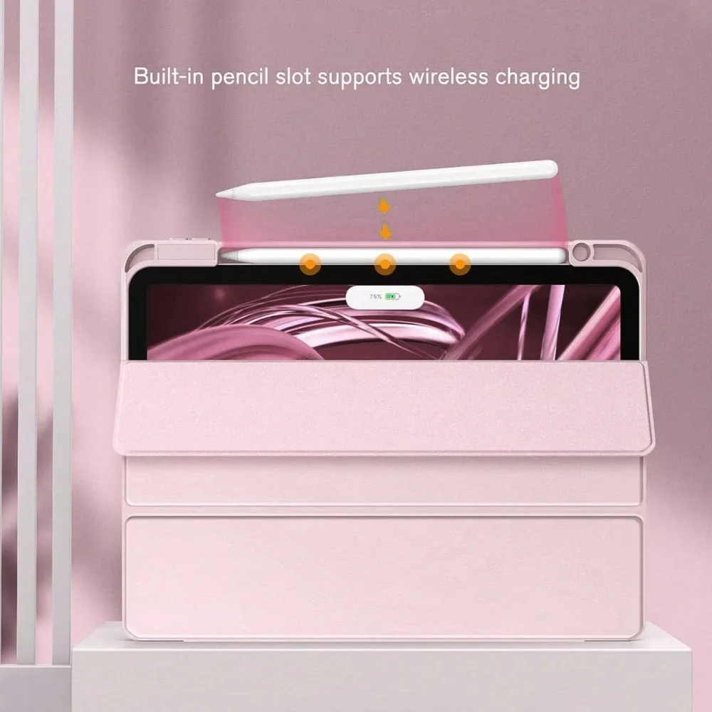 iPad Case with Pen Holder and Clear Acrylic Trifold Hard Cover