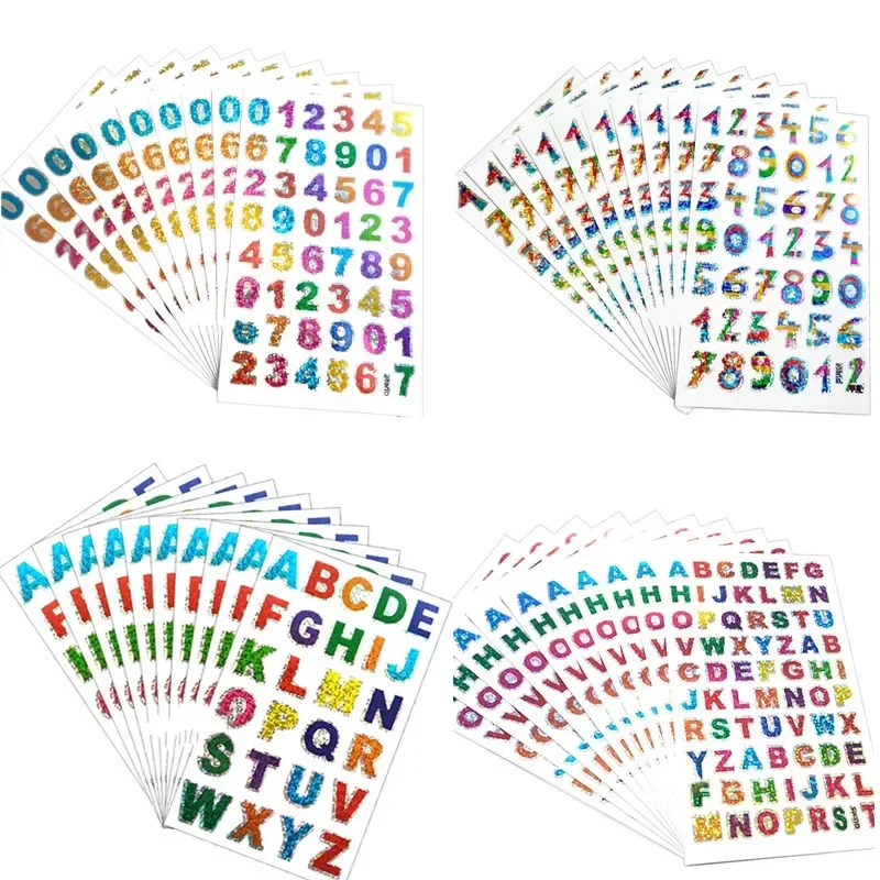 520 Adesivi Alfabeto Colorati In Vinile - 10 Fogli Con Lettere E Numeri, Grandi E Piccoli, Per Scrapbooking, Decorazione Lavagna E Fai Da Te