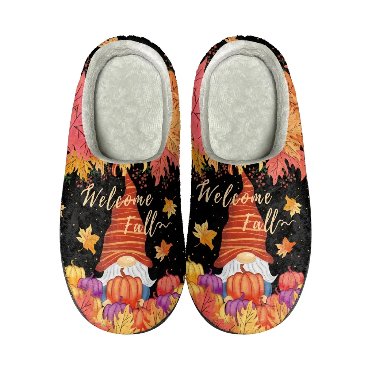 Halloween Cartoon Dwarf Pumpkin Pattern Ladies Autumn Winter Round Toe Home Cotton Slippers Brand Comfortable Warm Plush Shoes