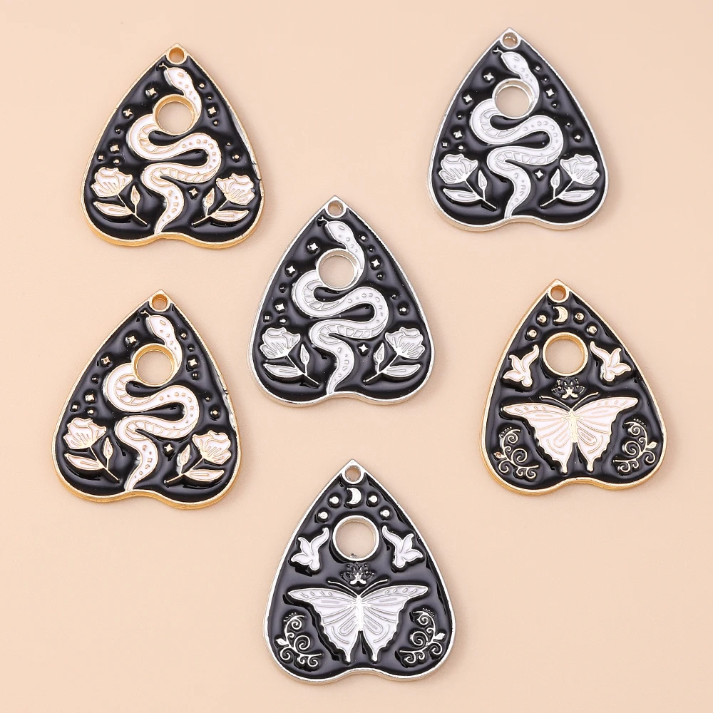 Leslie 10 Stück schwarze Tarot-Karten-Herz-Charms-Anhänger für Armbänder, Halsketten, DIY, Heiliger Gral, Augen-Charms, Schmuckherstellung, Zubehör – Detail 12