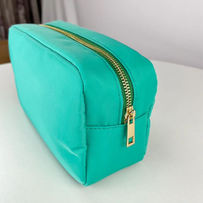 Letter Patch Custom Travel Cosmetic Bag Personalized Nylon Pouch Toiletry Bag Chenille Patch Makeup Toiletries Girl Cosmetic Bag 4
