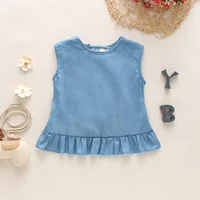 Summer New Baby Top Simple Blue Girls' Top Korean Style Sweet Children's Sleeveless Clothes (0-3 Years Old) 2
