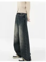 Harajuku Streetwear Retro Fashion Autumn Women High Waist Jeans Loose Wide Leg Straight Loose Denim Trousers Y2K Baggy Pants - Image 5