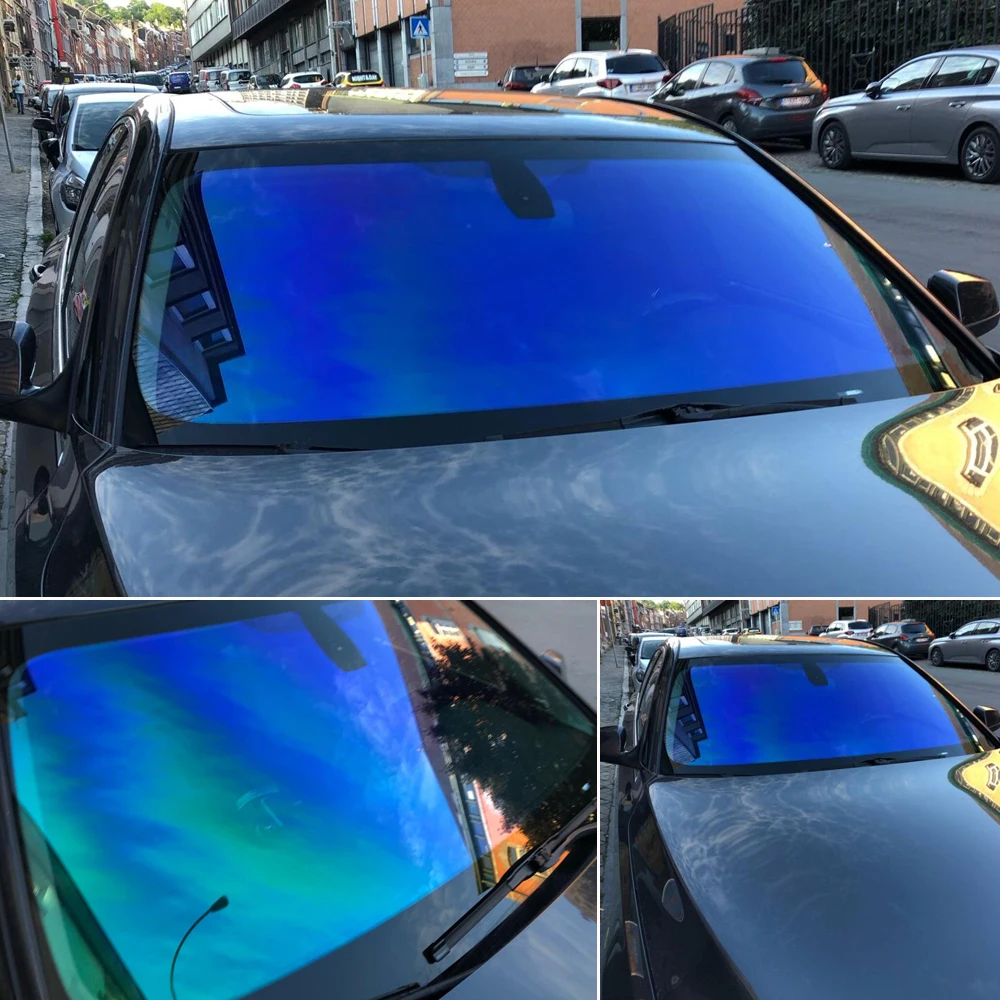 

1M x 1.52M Blue Chameleon VLT 67% Windscreen Solar Film Lorry Car Front Window Tint Windshield Protection Explosion proof Foils