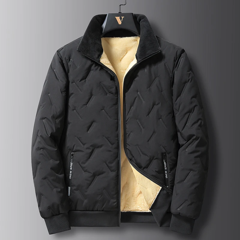 Cotton jacket men's thickened winter windproof casual business fashion warm cropped woolen