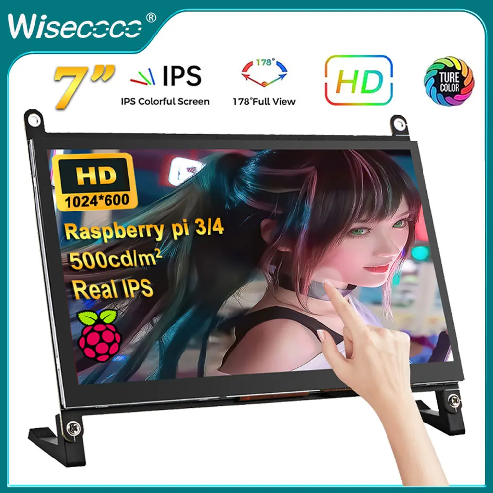 Wisecoco-monitor Portátil Touchscreen Raspberry pi pc com Windows Ps4 Aida64 Usb Hdmi 1024×600