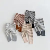 Autumn Newborn Infant Baby Boy Girls Candy Color Leggings Splice Striped Pants Fashion Baby Clothing 1