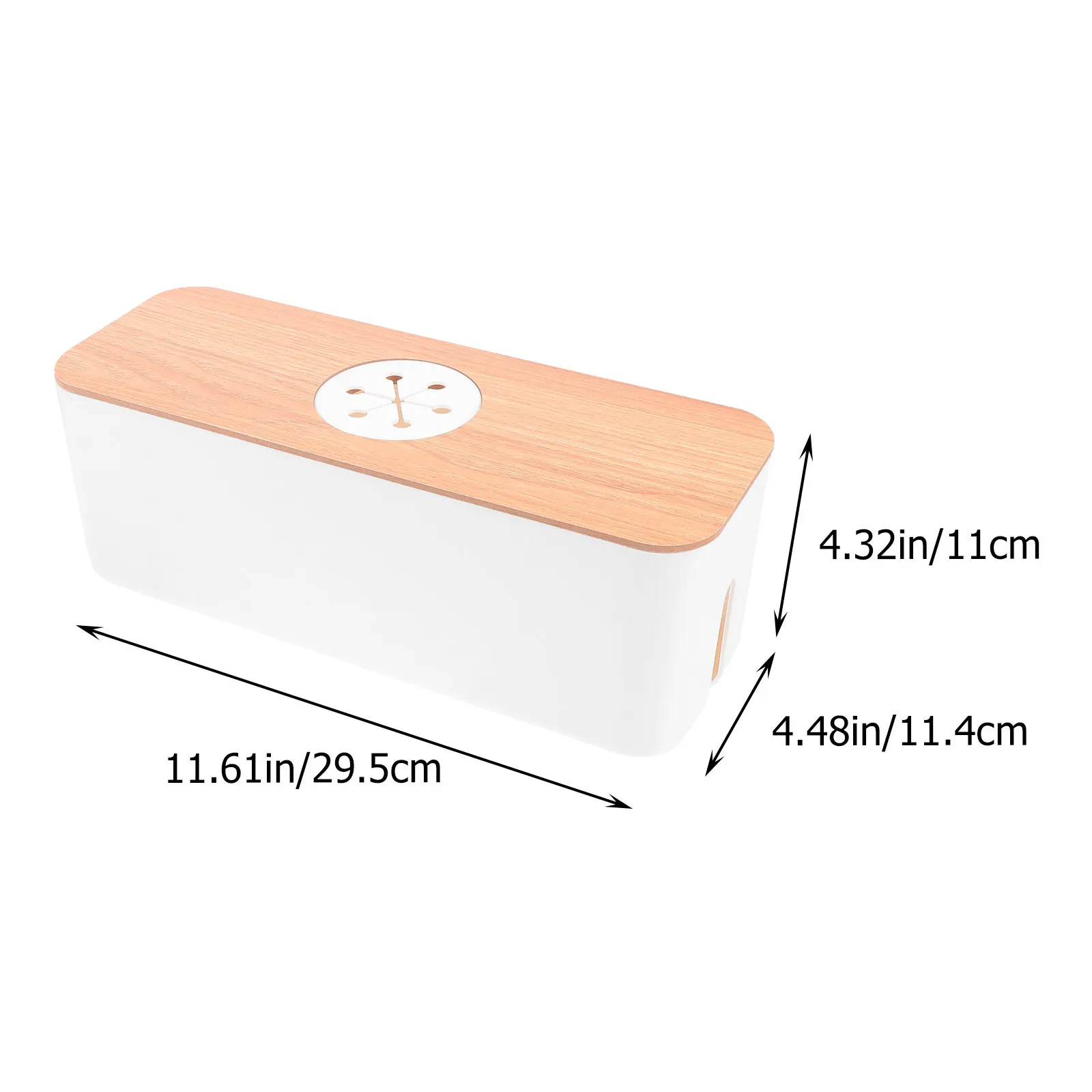 전원 코드 정리를 위한 둥근 구멍이 있는 1pc 케이블 관리 상자, 가정 사무실 게임용 책상 작업 공간 케이블 보관함