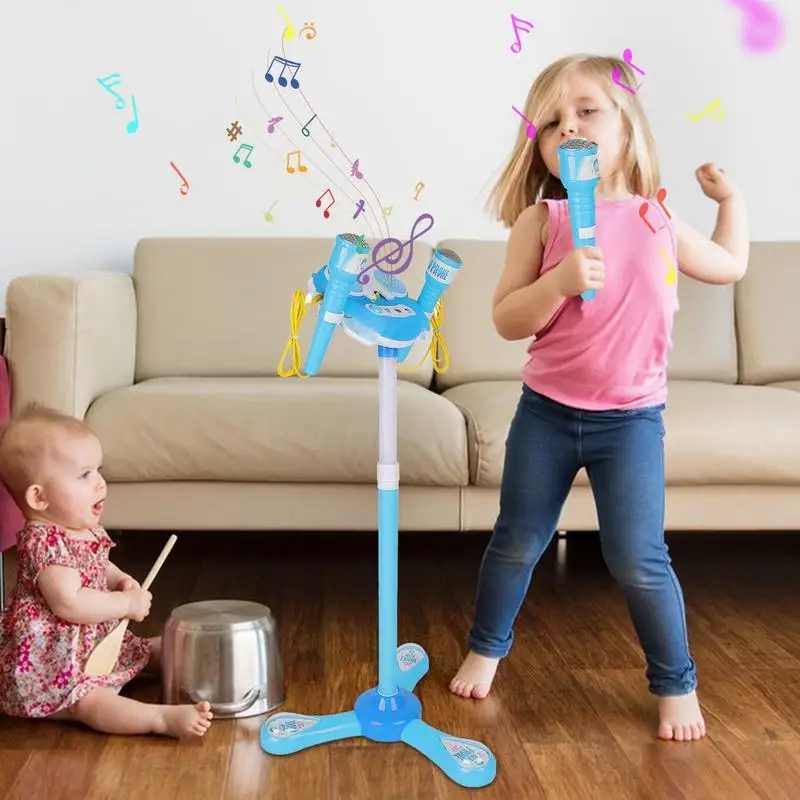 Children's Sing Microphone Stand Playset Microphone Stand Playset Kids Standing Karaoke machine Microphone Toys With Stand 3