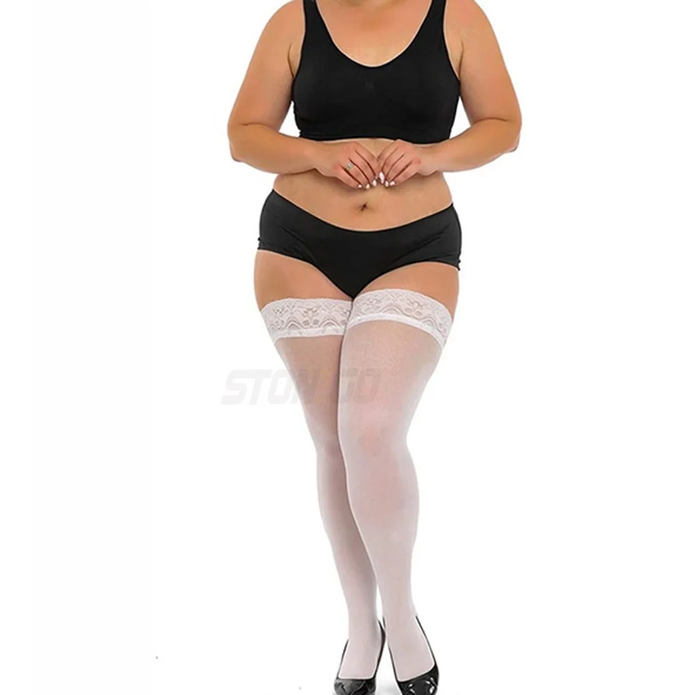 Lace thigh high stockings plus big size for women