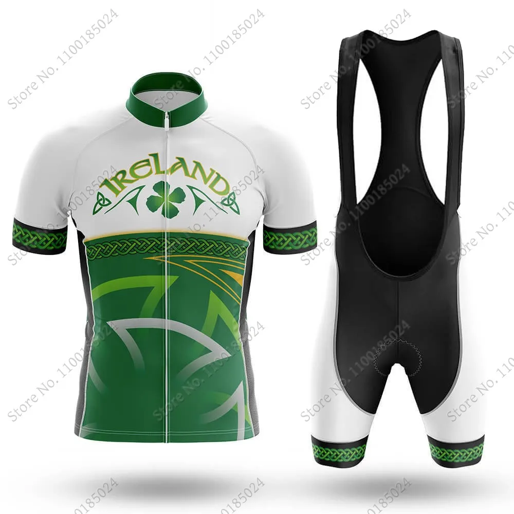 Ireland National Cycling Jersey Set Irish Summer Bicycle Clothing Road Bike Shirts Suit Bicycle Bib Shorts MTB Ropa Maillot