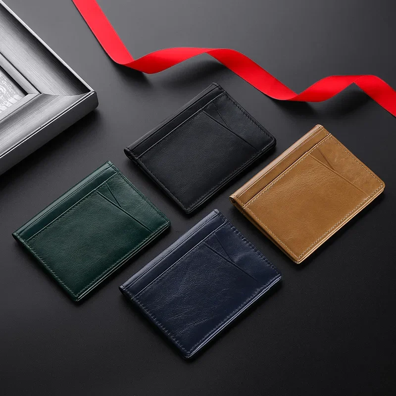 Soft Oiled Cowhide Small Wallet for Men Super Slim Genuine Leather Mini Credit Card Holders Thin Card Purse Wallet Card Holder Leather Wallet Credit Card Wallet Credit Card Holder Card Holder Card Wallet Wallet Card Bag