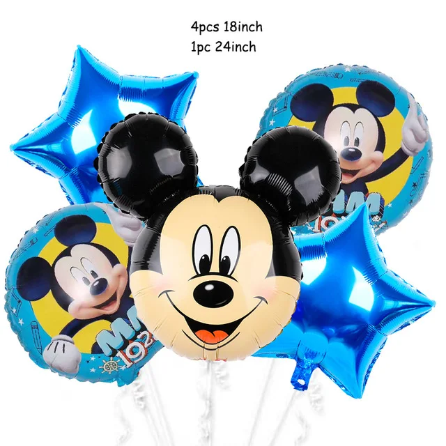 5pcs 24inch Mickey Minnie head Foil Balloon Birthday Party Decor Helium Balloon 