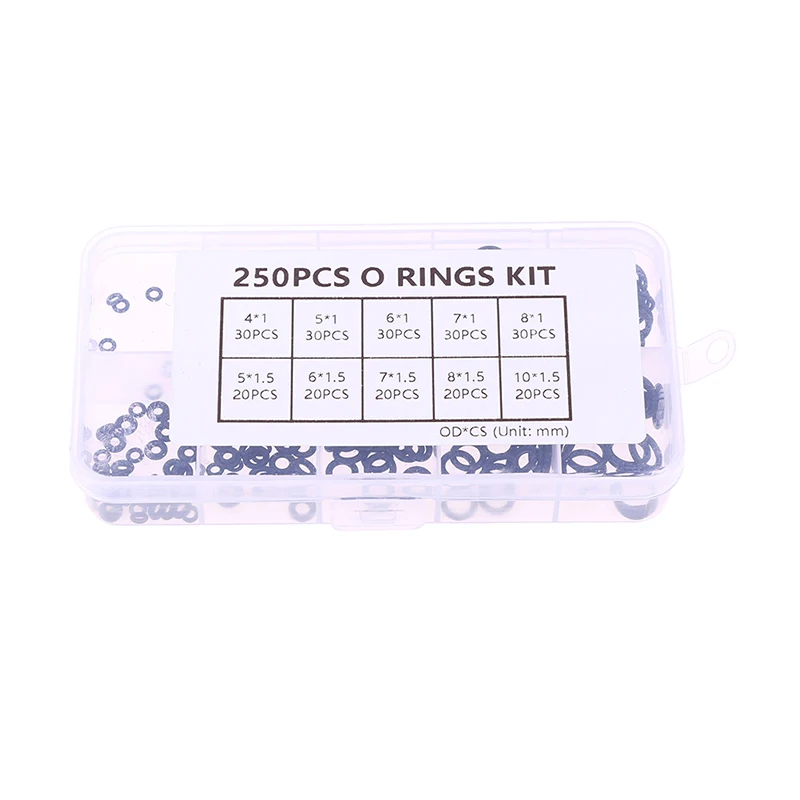 NBR 도장 링 키트, 두께 1/1.5mm, 니트릴 고무 NBR O-링 개스킷, 씰링 O-링 고무 키트 세트, DIY 도구, 박스당 250 개