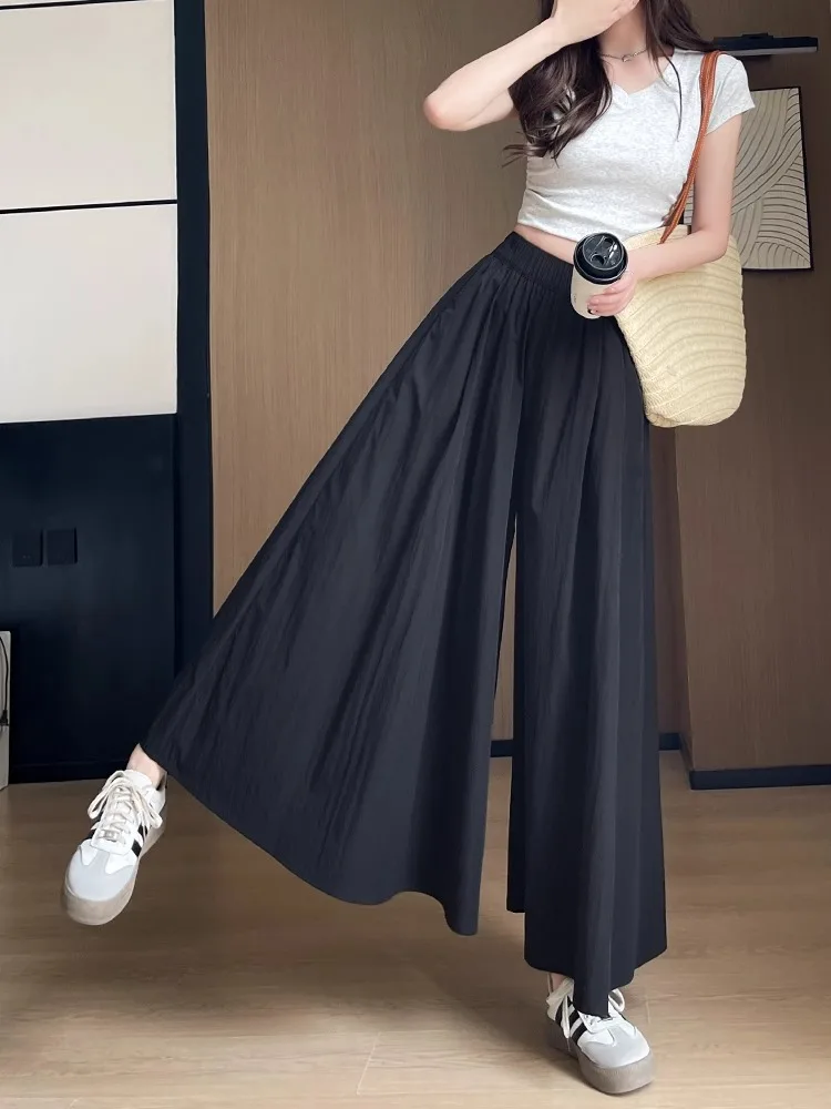 plus Size High Waist Bla Wide Leg Pants Women's Summer Slimming Drapey Nine-Piece Harem Pants Casual Straight Cut Trousers - Image 2