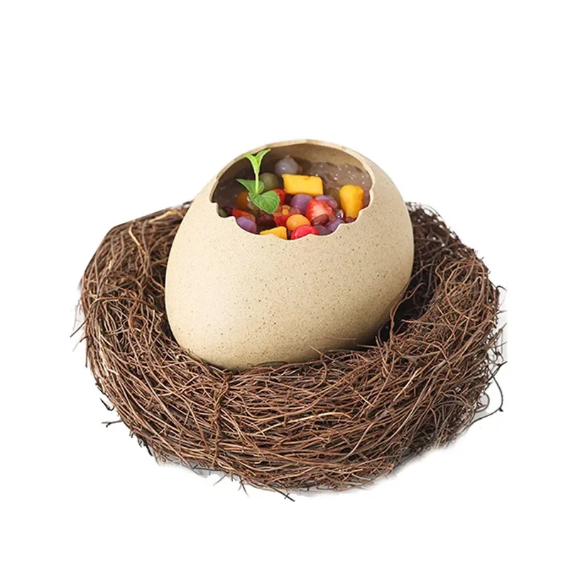 Bird's Nest Egg Ceramic Bowl Cold Drink Barbecue Creative Special Artistic Conception Dish Dessert Molecular Cuisine