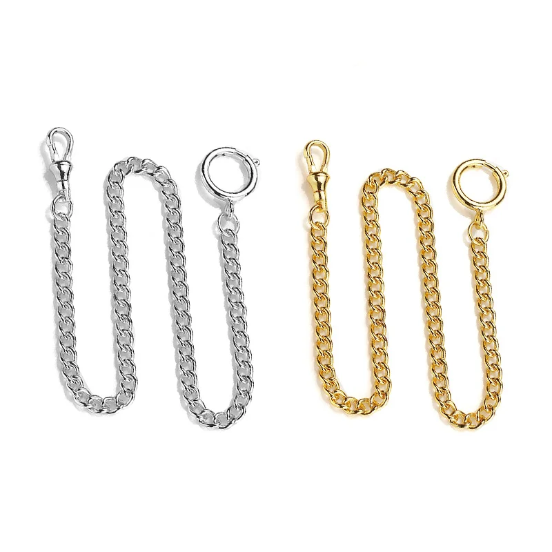 36.5CM Vintage Pocket Watch Chain Electroplated metal Pocket watch chains Jeans Clothing Accessories With Single & Ring Clasp