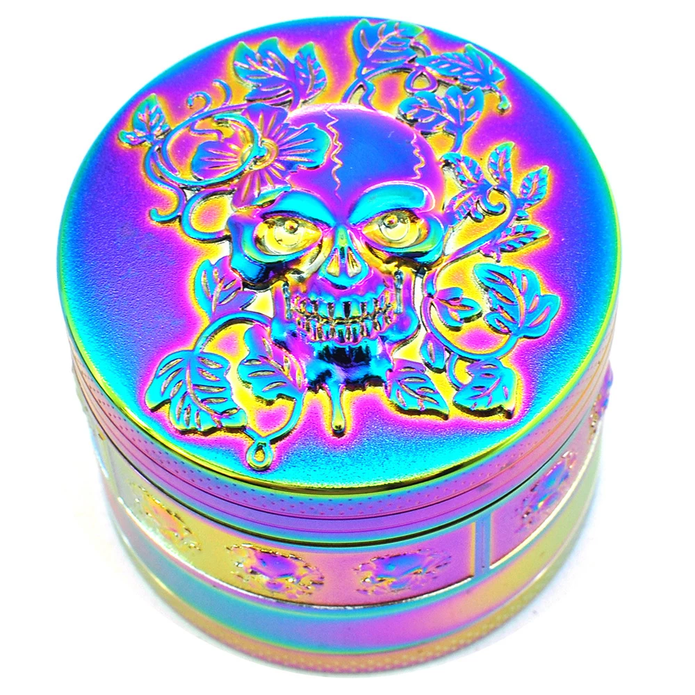 Rainbow Skull Grinder 4 Layer Manual Hand Dried 51.5mm Spice Metal Grindering Kitchen Gift 3