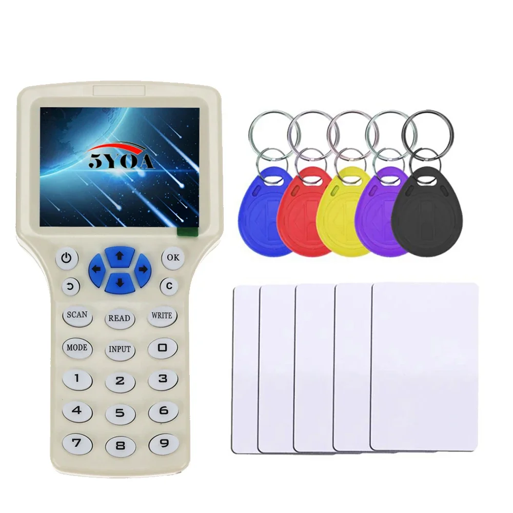 RFID Reader Writer Copier Duplicator IC ID USB Cable 125KHz 13.56MHz Cards LCD Screen Duplicator English Interface 5YOA IDICW01