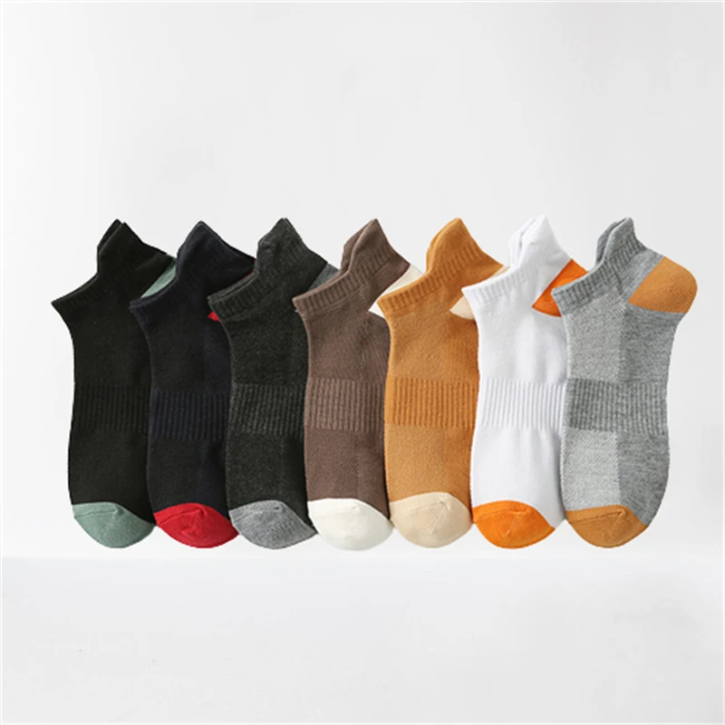 

Summer Men's Socks Mesh Breathable Color Blocking Casual Boat Socks Outdoor Sports Sweat Resistant Friction Men's Short Socks