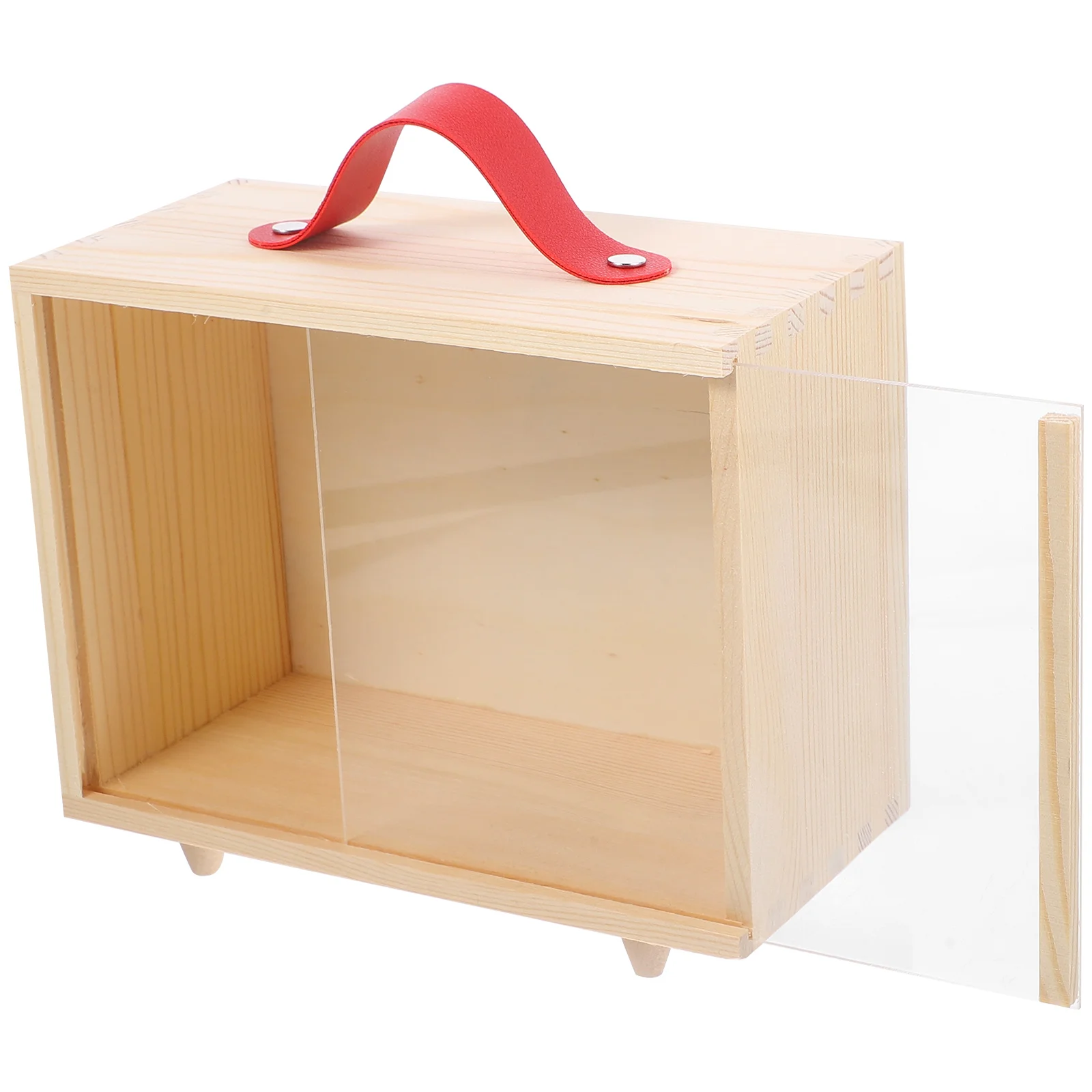

Wooden Storage Box with Handle and Clear Window Durable Wood Gift Box Gift Container