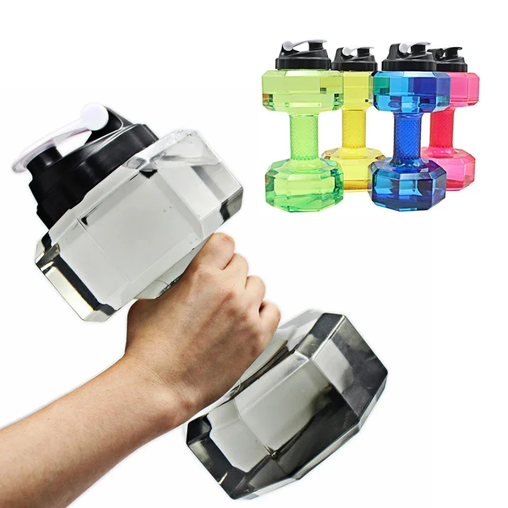 2PC Water Dumbbell Sport Bottle Large Capacity Gym Running Fitness Bodybuilding Exercise Outdoor Bicycle Camping Cycling Bottle water dumbbell bottle