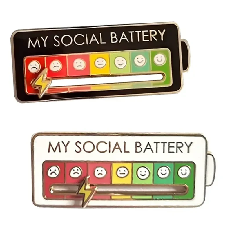 Clothing Brooch Mood Conversion Energy Slide Social Battery Badge Facial Expression Pins