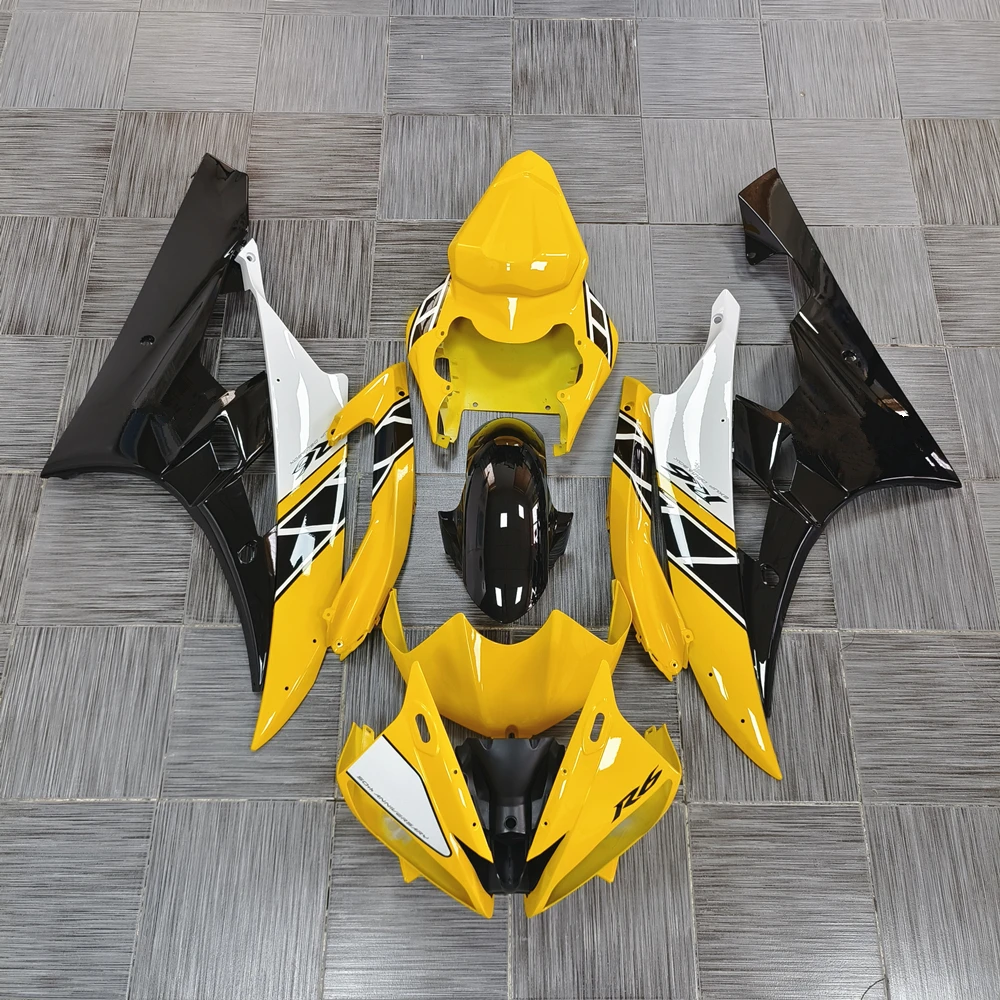 

Кузов капота инъекционный мотоцикл для YAMAHA YZF1000 R6 2006 2007 полный комплект обтекателей ярко-желтый черный белый ленточный принт