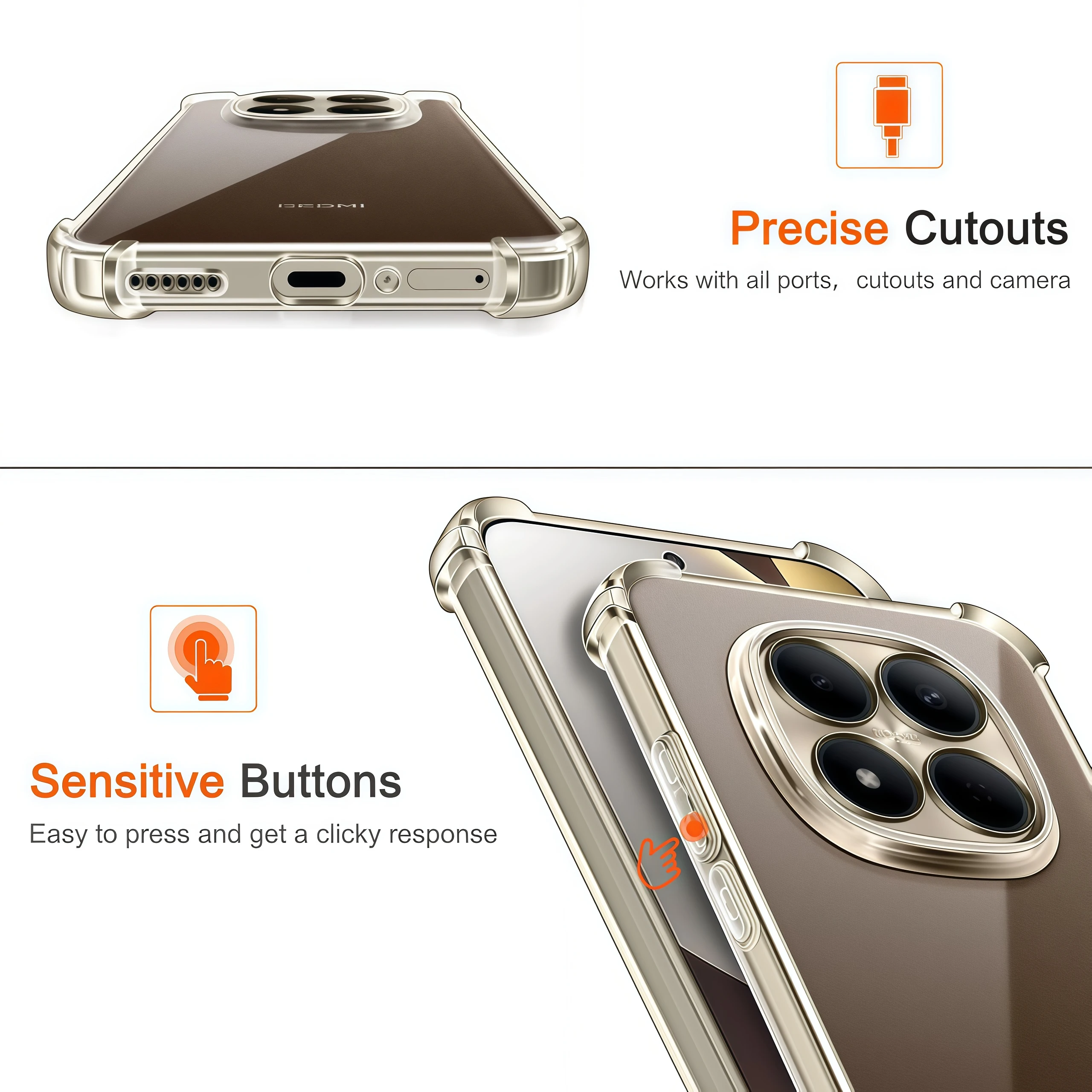 Four-Corners Shockproof Clear TPU Protective Case