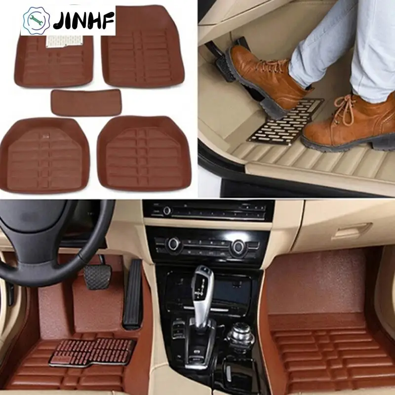 5PcsbrownredPULeatherMatAutoAntiSlipCarpetUniversalCarFloorLeatherFrontRear.jpg