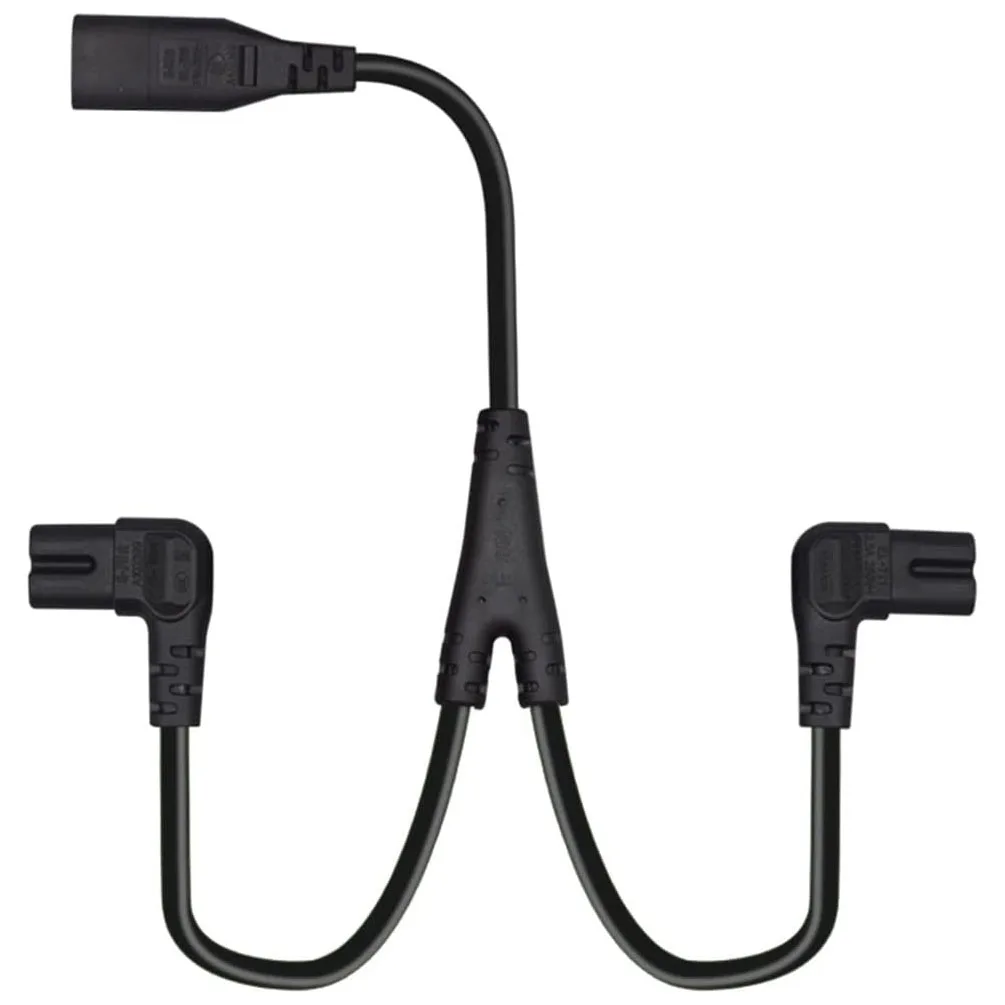 Dual C7 Y Splitter Power Cable with Right Angle Connector – 30CM Length