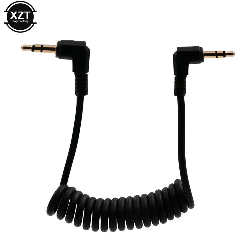 3.5mm Double Bend 90 Degree Male to Male Spring Audio Cable Stereo for Mp3 Mobile Phone to Car Aux Speaker Audio Line