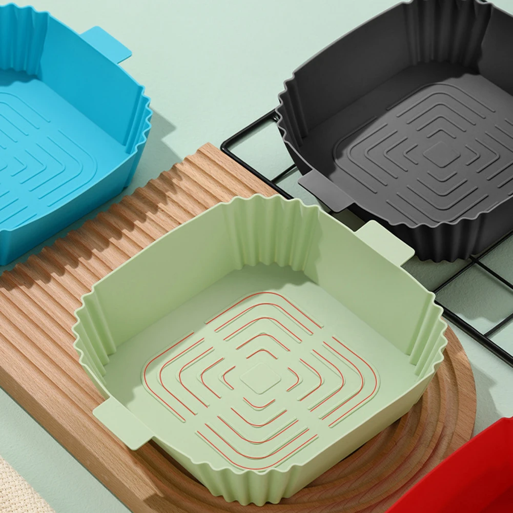 Air Fryer Accessories 20cm Air Fryers Oven Baking Tray Fried Chicken Basket Mat Silicone Pot Round Replacement Grill Pan