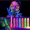 6Pcs UV Neon Face Painting Kit,Glow in the Dark Under UV Lights,Black Light Glow Makeup Kit,Washable Water Soluble Face Painting 5