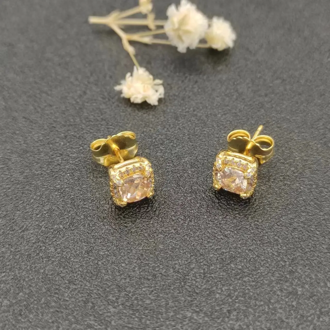 HSC DY Gold Hook Twisted Wire Buckle Earrings in Sterling Silver with 14K Yellow PlatedPlated