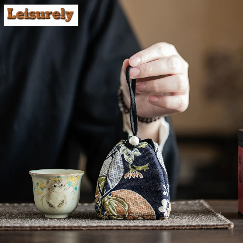Portable Cotton and Linen Hidden Tea Cozies Zen Bundle Te Tikonf Tea Cozy for Teapot Hand Bag Travel Tea Set Bag Cha Accessories