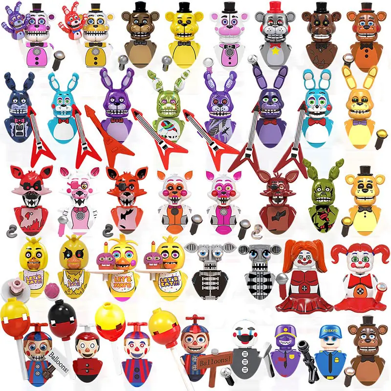 FNAF Five Nights Freddyed Building Blocks bricks Nightmare In Stock Chica Foxy Spintraft Bricks Figures  Gift Toys