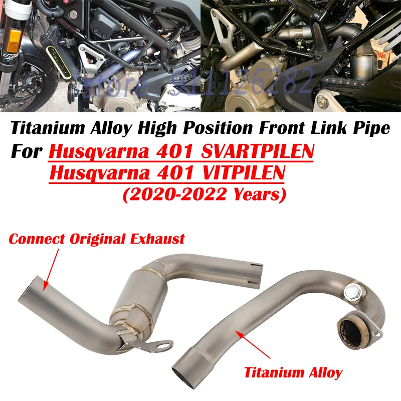 For Husqvarna 401 SVARTPILEN VITPILEN 2020 - 2022 Motorcycle Exhaust Escape  Modify Titanium Alloy High Position Front Link Pipe