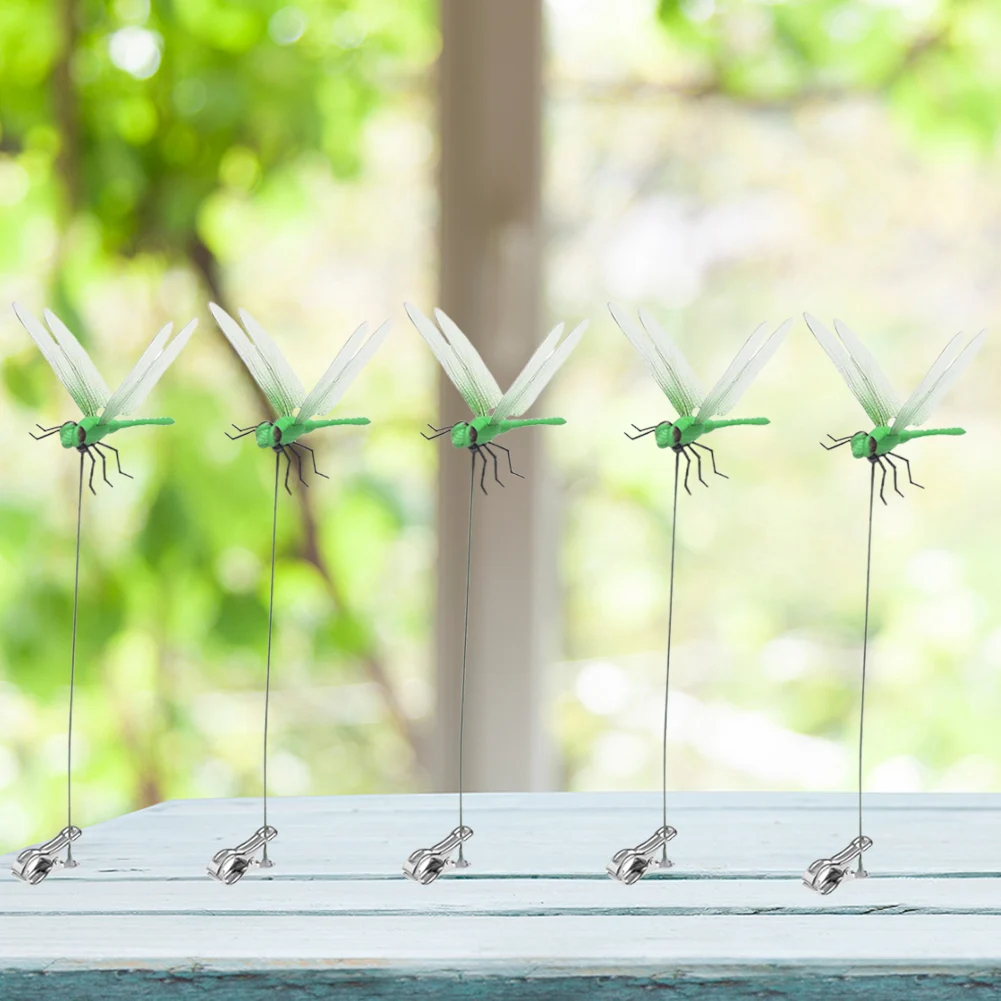 3-8pc Simulation Dragonfly Clip Bug Deterrent Pole Clips On Dragonfly Hat Clip Bug Repellent Outdoor Garden Decoration garden art decor dragonfly decoration