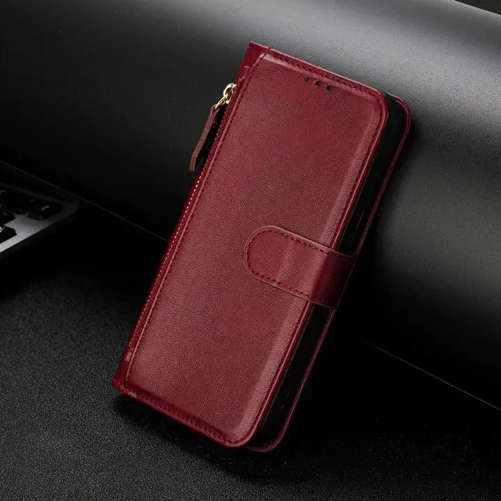 Enhanced Leather Zipper Wallet Crossbody Phone Case Cover